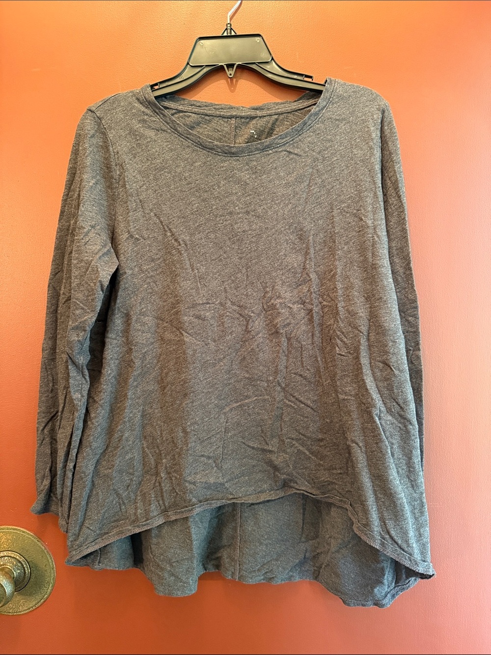 Eileen Fisher Women's Grey Long-Sleeve Layered Hem Top